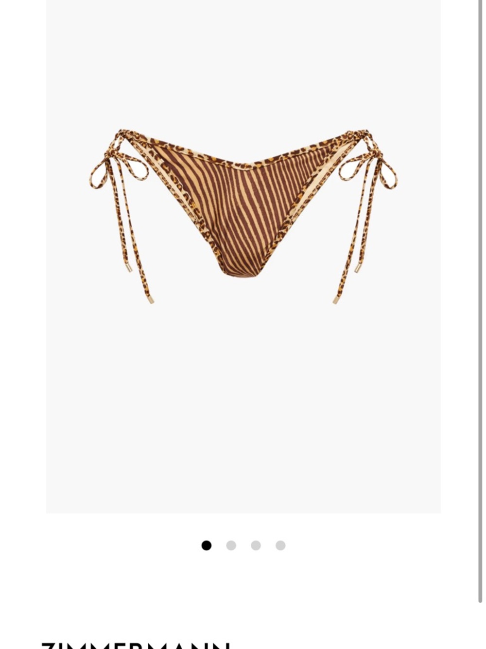 Zimmermann Brown Animal-Print Tie-Side Bikini Bottom